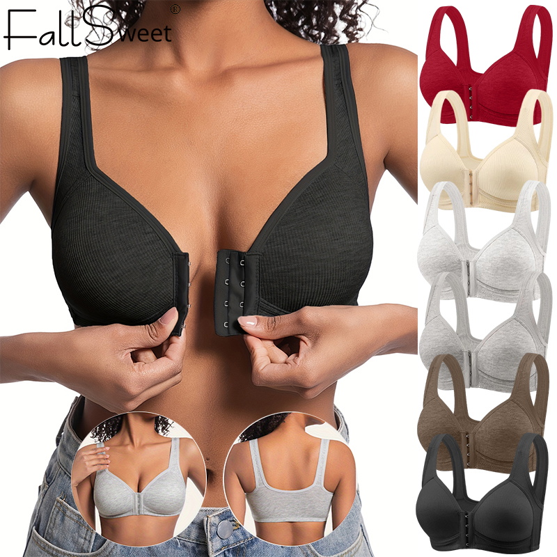 Mastectomy Bra Pocket - Fallsweet-Sujetador de cierre frontal sin costuras
