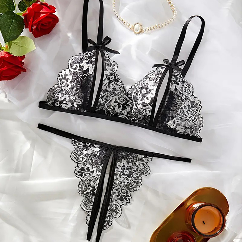Lencería de encaje negra sin e - Sheer Bra Lace reseña y precio