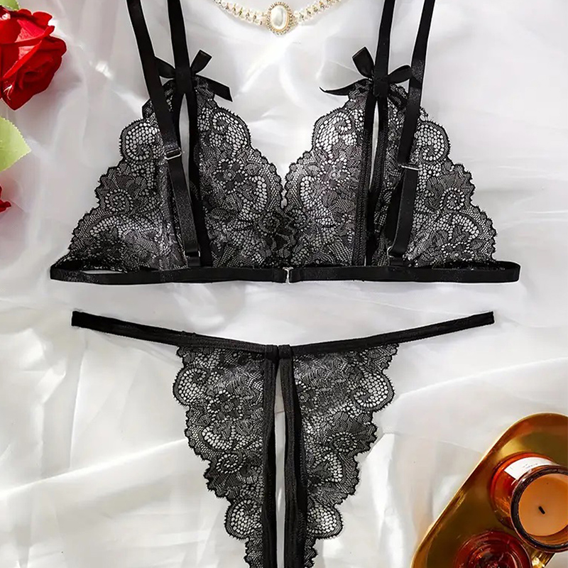 Lencería de encaje negra sin e - Sheer Bra Lace reseña y precio